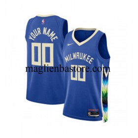 Maglia NBA Milwaukee Bucks Personalizzate Nike City Edition 2022-2023 Blu Swingman - Uomo